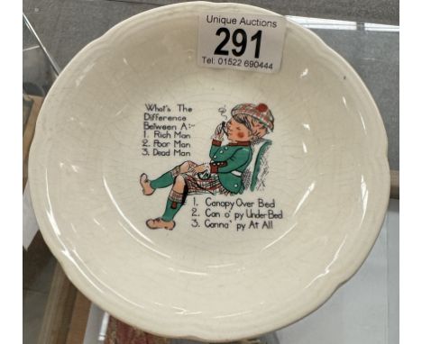 An amusing vintage novelty pin/trinket dish with joke