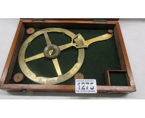 A J Halden &amp; Co., Manchester &amp; London brass circle protractor in a mahogany box.