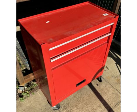 A portable metal work station including some tools