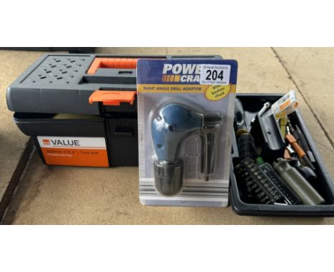 A Small tool case with tools &amp; right angle drill adaptor