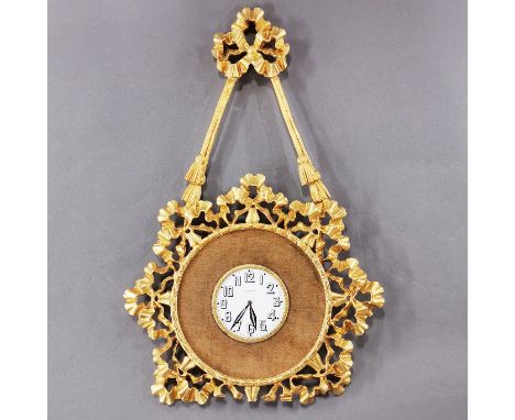 A gilt metal Smiths vintage wall clock, L. 39cm.