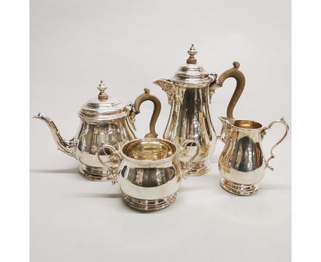 A Mappin &amp; Webb four piece hallmarked silver tea and coffee service, dated for Sheffield 1938. Approx gross weight - 2771