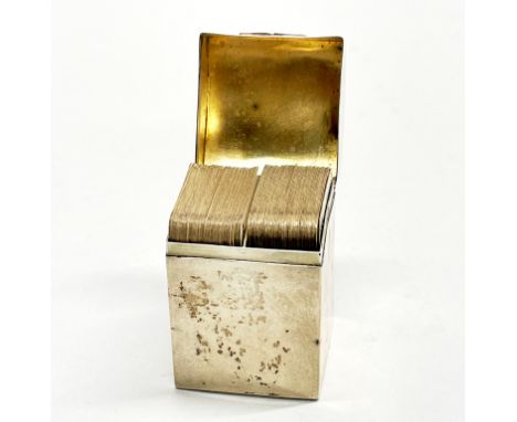 A lovely hallmarked silver cased double miniature playing card case, 5 x 3.5 x 3.5cm.