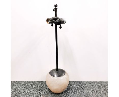 An unusual mid-20th C polished marble table lamp base, overall H. 59cm.