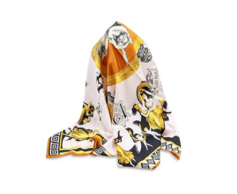 A GIANNI VERSACE SILK SCARF, equine print, 34 x 34"
