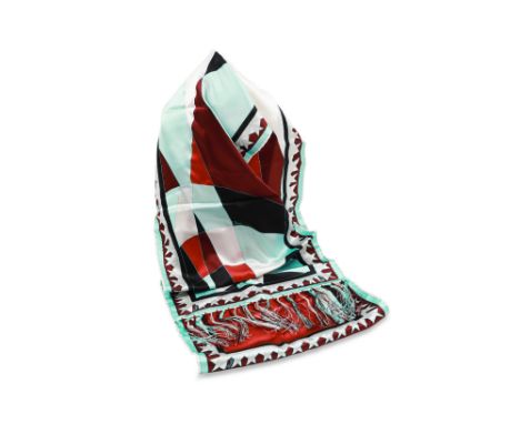 AN EMILIO PUCCI FIRENZE SILK SCARF, long style with fringe