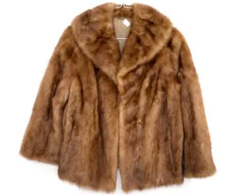 Vintage light brown mink short jacket approx size 14, brown long faux fur coat and a medium black Coney (3)         