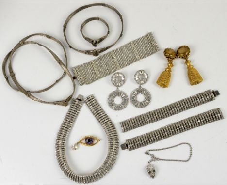Butler &amp; Wilson Jewellery, including a large pair of tassel clip on earrings, another pair of drop earrings, multi strand
