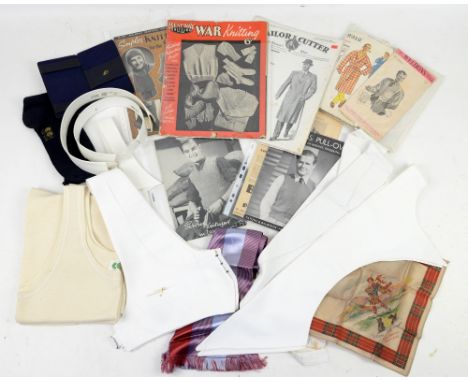 Quantity of Miscellaneous items - Navy money note case, leather / Cream vest outsize CC41 / Mens evening white waistcoat (col