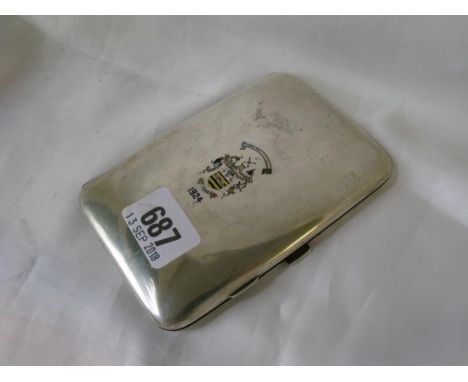 Good quality silver and enamel inset cigarette case  Birm 1924  162g        