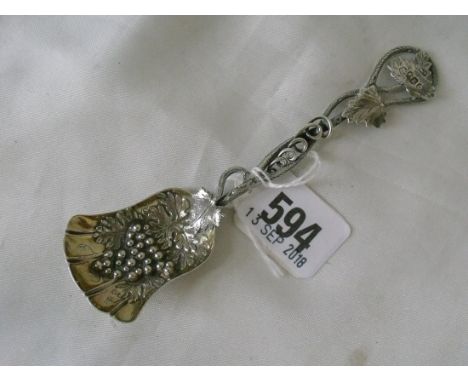 Decorative caddy spoon with vine motives Birm 1853  by H & T         