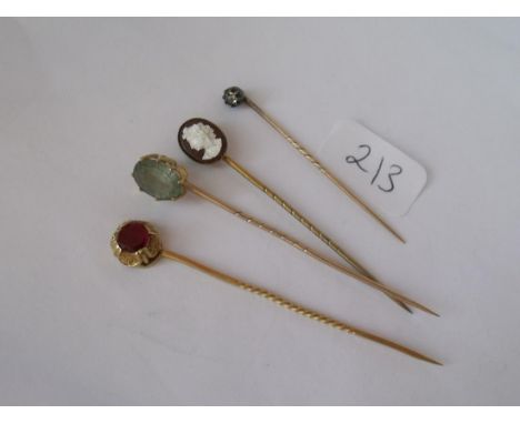 Four stone top stick pins       