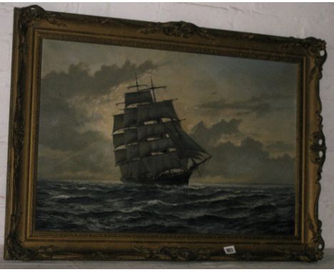 K JEPSON 1972 - A three master off the coast  20" x 29" signed & dated      