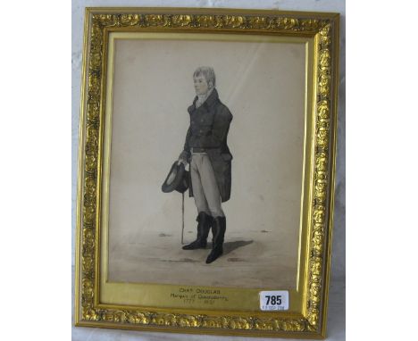 DIGHTON - Portrait of Charles Douglas   Marquis of Queensberry 11" x 8.5"     