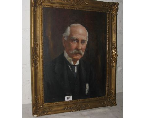 ENGLISH SCHOOL - half length portrait  of gentleman 17" x 13"      