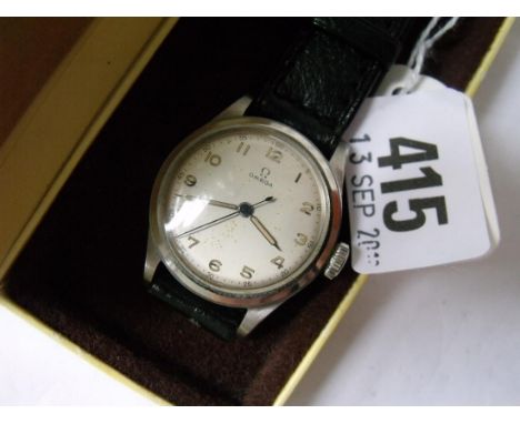 A metal OMEGA wristwatch with seconds sweep in  OMEGA box         