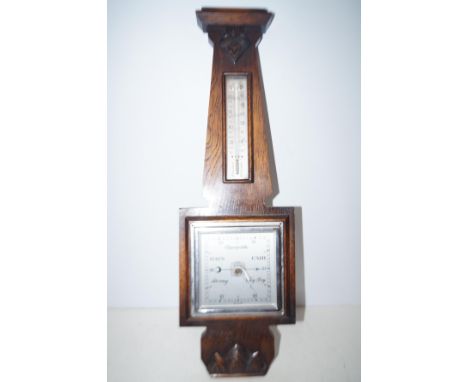 Art deco oak barometer
