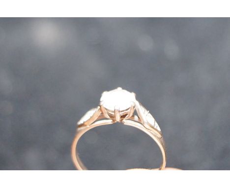 9ct Gold ring set with white stones Size K