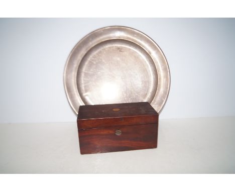 Tea Caddy together with a Silver Plated Tray