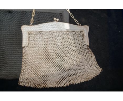 White metal chain mail purse