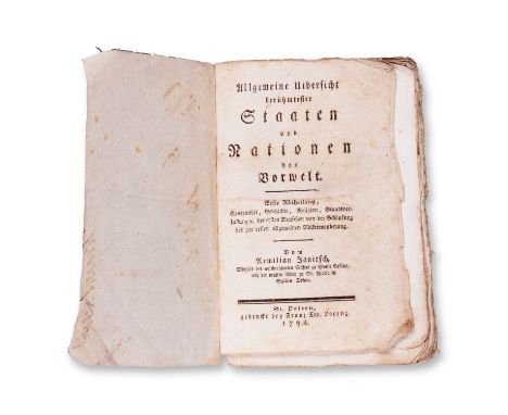 1794 | FULL ITEM TITLE: Allgemeine Ubersicht beruhmtester Staaten und Nationen der Vorwelt | PUBLISHER: St. Polten, Franz Xav