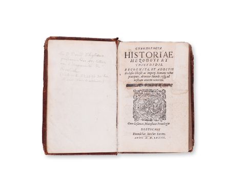 1573 | FULL ITEM TITLE: Chronologia historiae Herodoti et Thucydidis | PUBLISHER: Rostochii, Iacobus Lucius | NUMBER OF PAGES