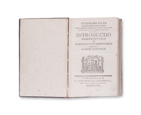 1777 | FULL ITEM TITLE: Introductio Hermeneutica in Sacros Novi Testamenti Libros Ad Usum Suorum Auditorum | PUBLISHER: Vindo