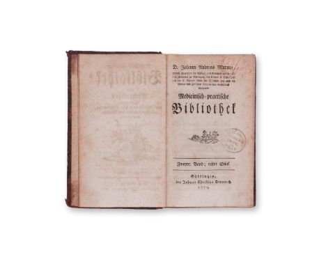 1777 | FULL ITEM TITLE: Medicinisch-practische Bibliothek worin Nachrichten von den neuesten zur Ausubung der Heilkunde gehor