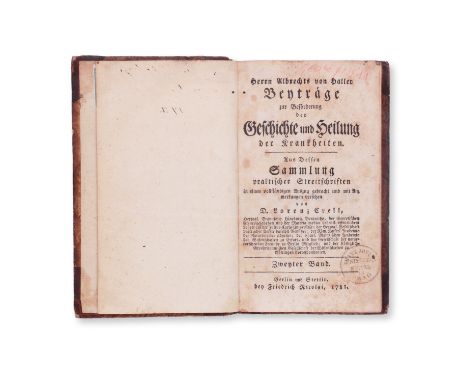 1781 | FULL ITEM TITLE: Herrn Albrechts von Haller Beytrage zur Beforderung der Geschichte und Heilung der Krankheiten. Aus D