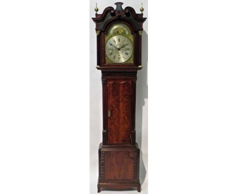 Thomas Richardson of Weaverham, an impressive George III longcase clock The arched brass 35cm dial with silvered Arabic and R