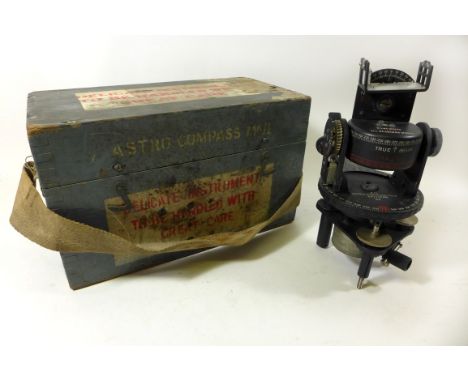 An RAF Air Ministry astro compass Mk II, mid 20th CenturyThe compass stamped with the Air Ministry mark, housed in a painted 