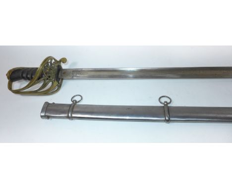 A Queen Victoria 1845/54 pattern Infantry Officers sword82.5cm single edged single fullered blade with acid etched decoration