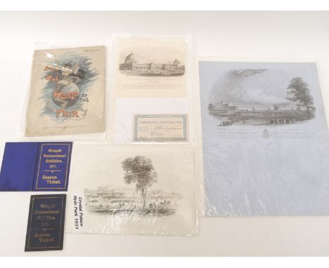 Seven items of ephemera relating to International Exhibitions 1851-1901, comprising Illustrated Notepaper, Great Exhibition 1