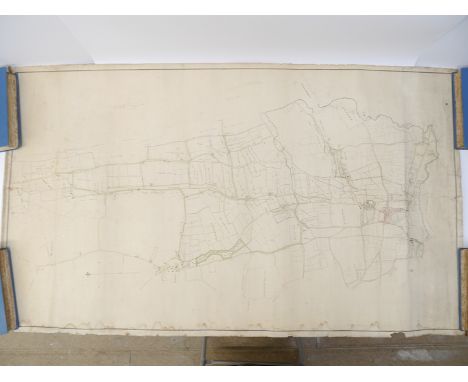 A large 19th Century manuscript plan of Diss, Shelfanger, Winfarthing, The Heywood &amp; environs, showing land divisions and