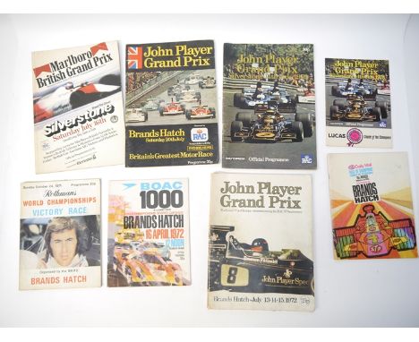 Motor Racing, Stirling Moss, Graham Hill autographs etc, a collection of early 1970's Formula 1 programmes, including Brands 