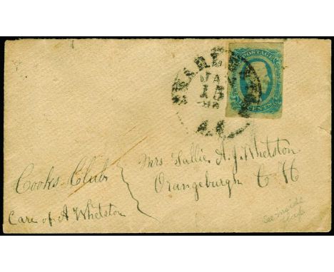 Confederate States - General Issues: Selection of five items on stockcards comprising 1862 5c blue large part o.g. block of f