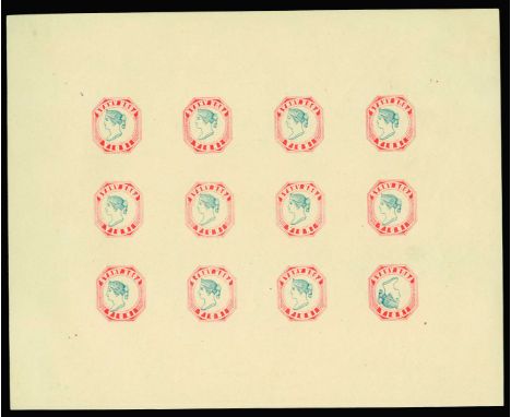 Reprints with the Essay Head: 1890? Lithographic transfer without the outer frame of wavy line and rosettes, with impressions