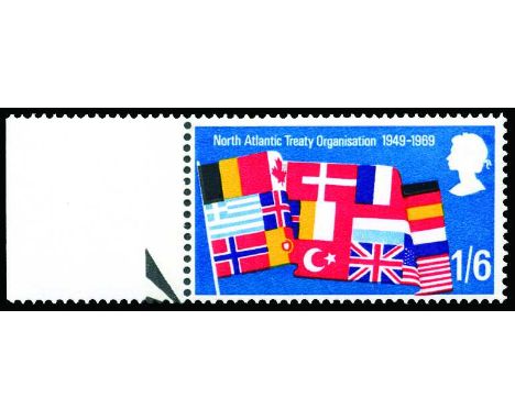 1969 Anniversaries 1s 6d "NATO", error yellow-green omitted (SG 794f), u/m, , three sheets of 120 discovered, cat £90