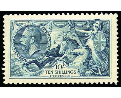 1934 Re-engraved Seahorses 2s6d chocolate-brown to 10s indigo (SG 450/2) u/m, fresh and fine, cat £1,000
