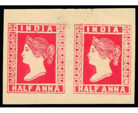 Impressions from the Die used for the issued stamps: 1855 Lithographic transfer from the die in its Die IV state, ½a red on y