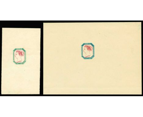 Eight Annas: 1854 Photolithographed printed singly: 8a light blue frame and red-brown head on yellowish wove paper (Spence 1)