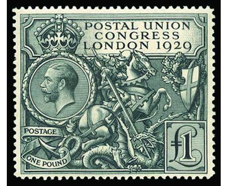 1929 Postal Union Congress £1 black (SG 438) u/m, light overall gum toning as usual, cat £1,100