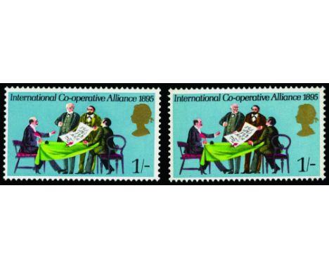 1970 Anniversaries, 1s Co-operative Alliance, error 'Brown omitted' (SG 821d), two sheets of 120 existed, u/m, , cat £320