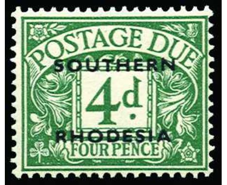 Postage Due: 1951 4d dull grey-green (SG D6) u/m, centred slightly to lower right, fine and scarce, cat £300