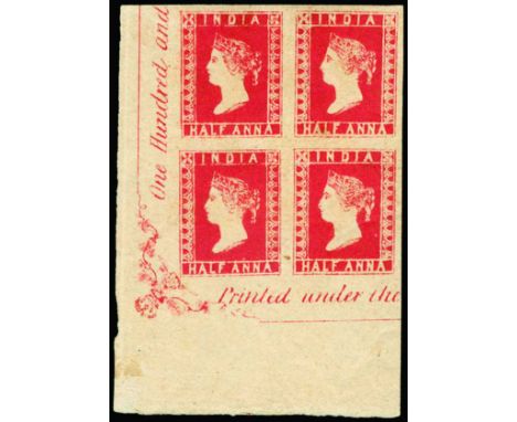 Design First Adopted for the Stamp: 1854 (1 April) ½a vermilion with 9½ 'arches', imperforate with part "Coat of Arms" waterm