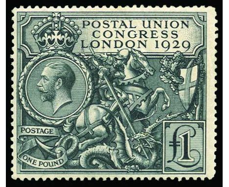1929 Postal Union Congress £1 black (SG 438) u/m, usual light gum toning, centred to left, a few blunt perfs, natural gum ben
