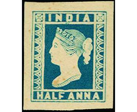 1894(?) ½a lithographic transfer in blue on thin yellowish unwatermarked paper (Spence 98) pos.43, large margins all round, l