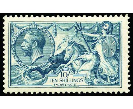 1918-19 Bradbury Wilkinson 'Seahorses' 10s dull grey-blue (SG 417) u/m, barely visible small stain on one perf tip at right o