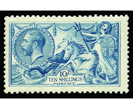 1918-19 Bradbury Wilkinson Seahorses 2s6d olive-brown, 5s rose-red and 10s dull grey-blue (SG 413a/17) large part o.g., fresh
