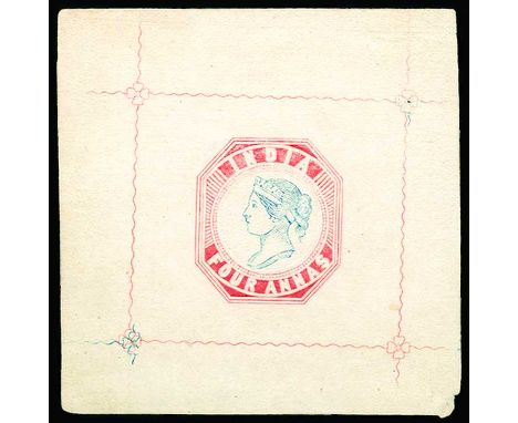 1855 Proof from the engraved die, 4a blue and red (pale impression), Head Die III, Frame Die II on unwatermarked wove paper, 